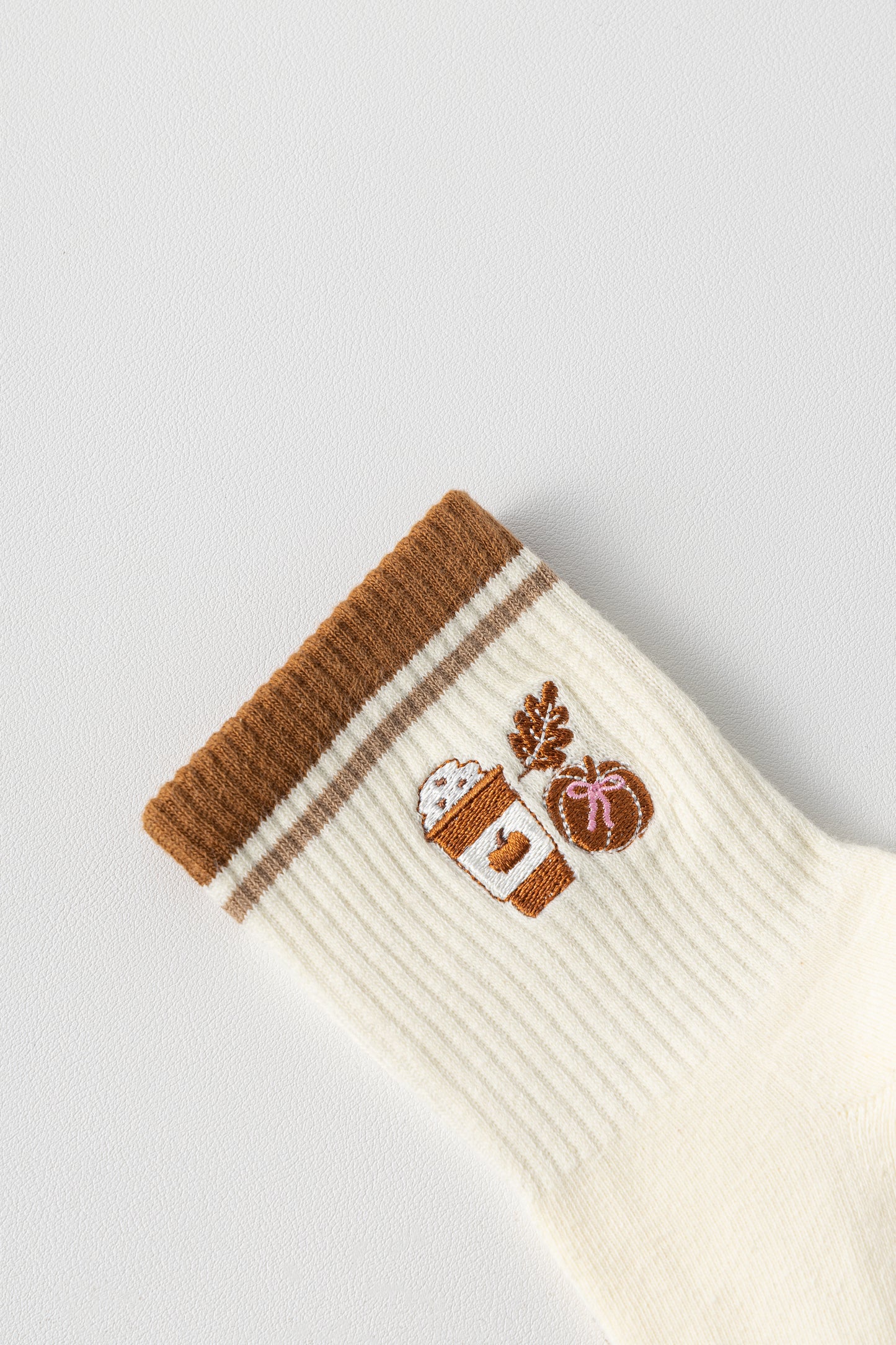 Pumpkin Spice Latte embroidered grip socks