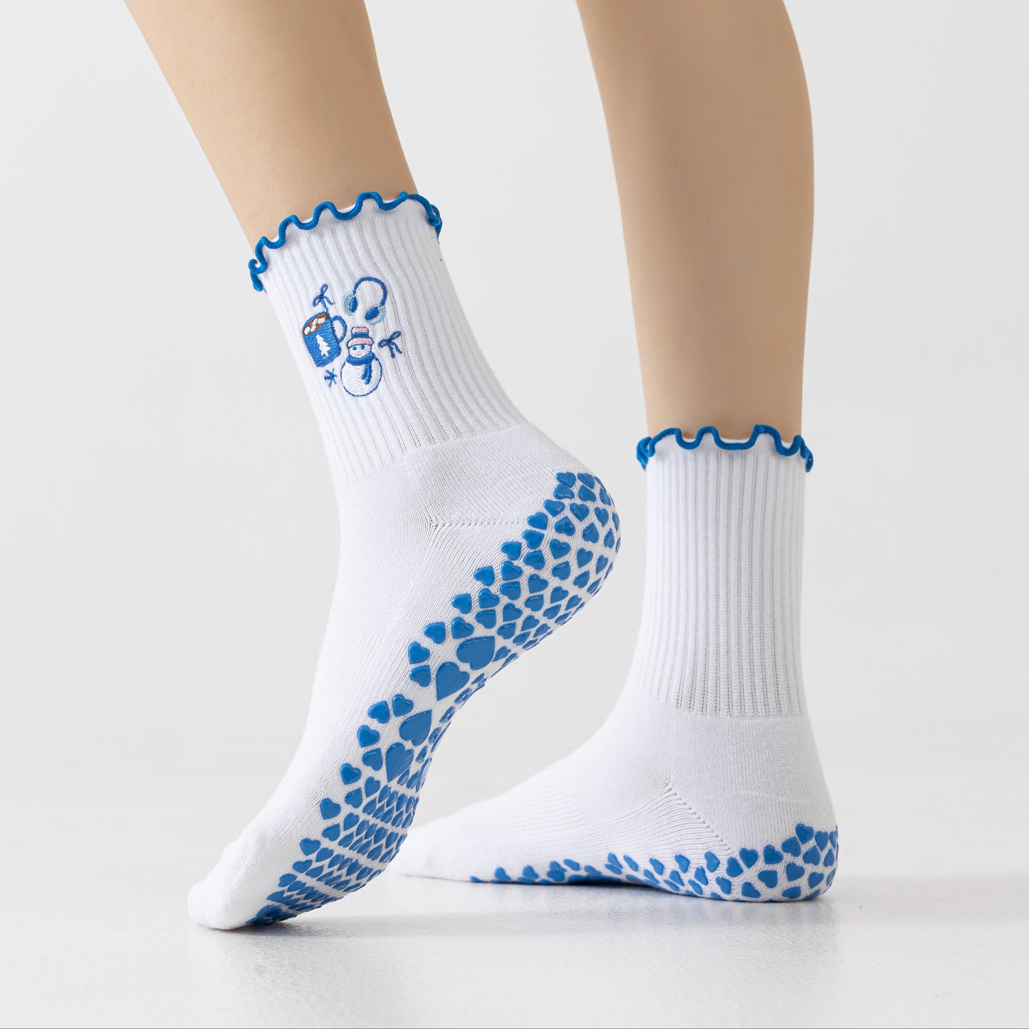 Winter melody embroidered grip socks