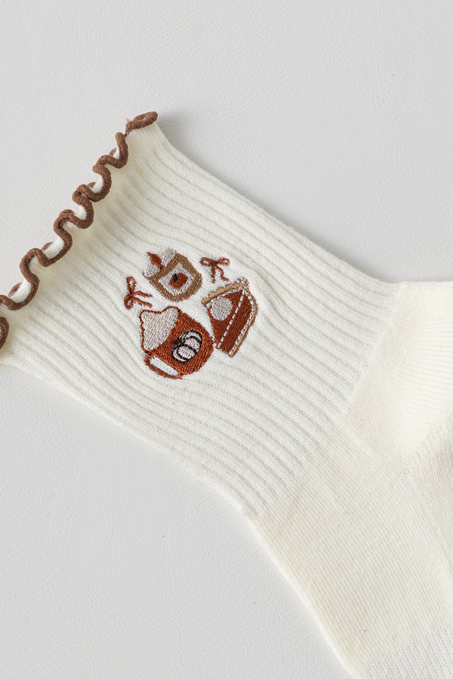 Pumpkin Spice Latte embroidered grip socks