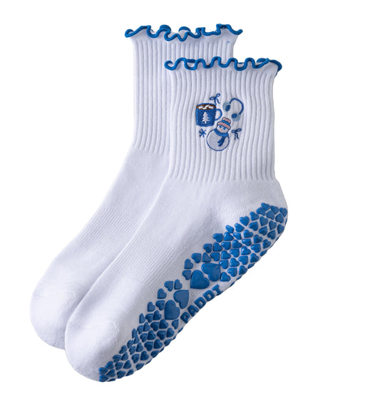 Winter melody embroidered grip socks