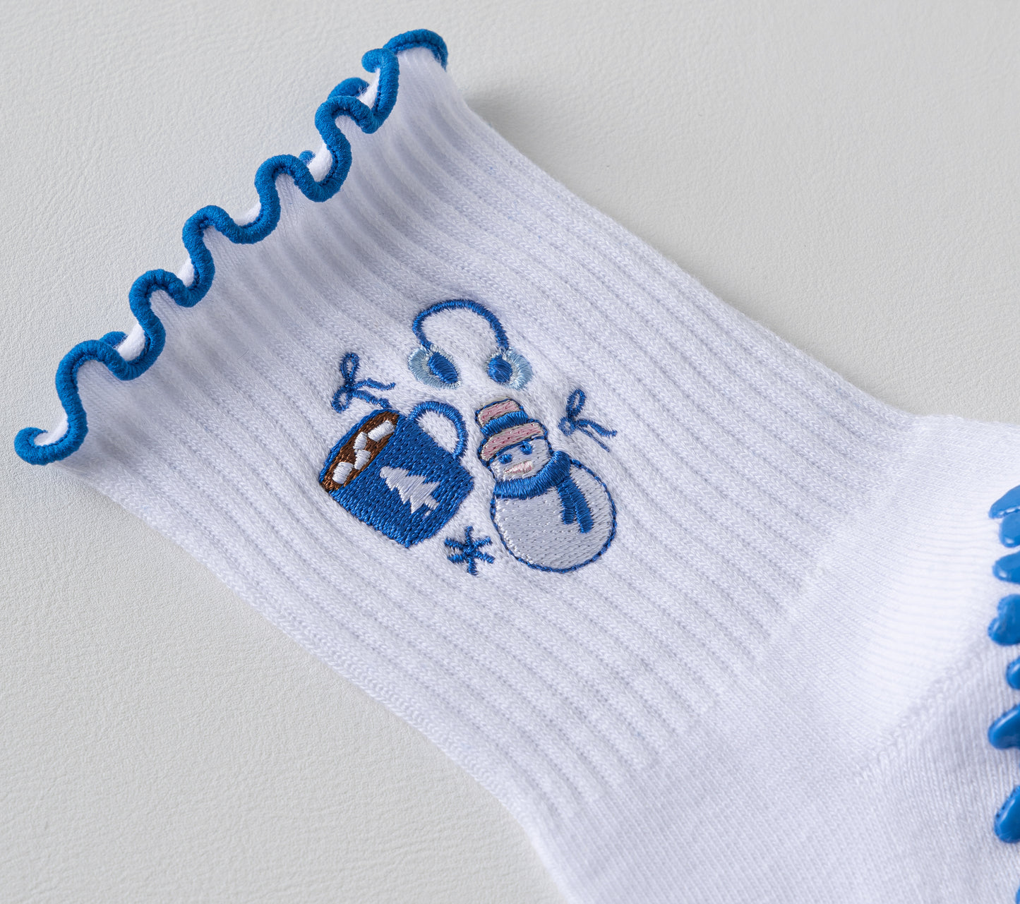 Winter melody embroidered grip socks